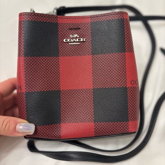 Coach Handbags - Coach Red and Black Plaid Crossbody Bag